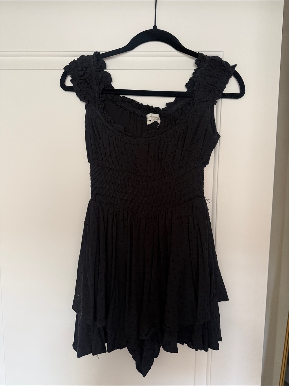 Urban Outfitters Black Ruffled Smocked Romper